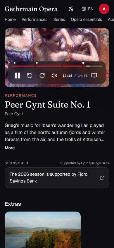 The player on a phone, with chapters on the seek bar.