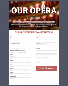 Tessitura Guest Checkout Donations custom web page